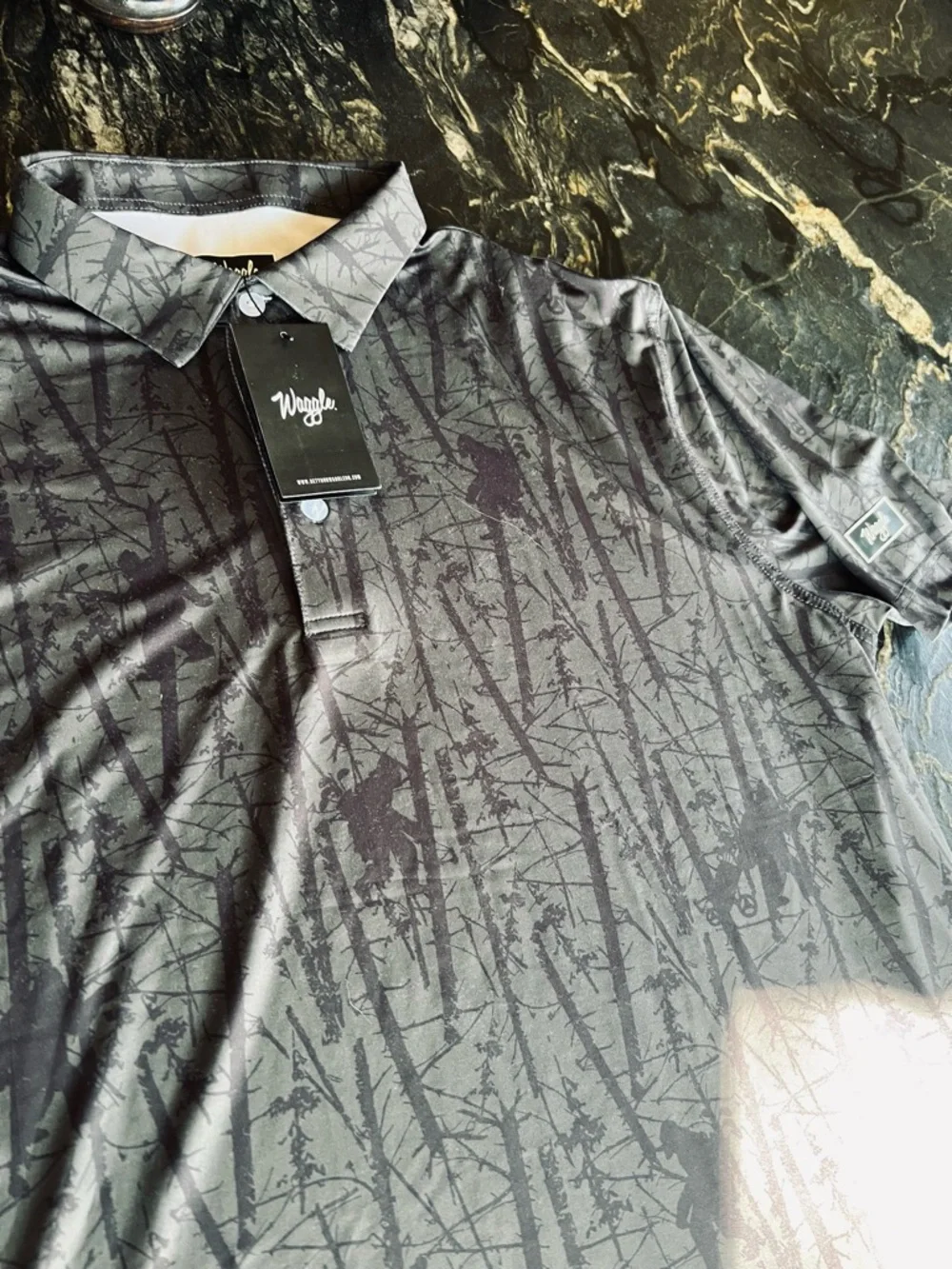 Waggle Golfin’ With Squatch Sasquatch Golf Polo Gray Men’s XL NWT - Picture 2 of 7